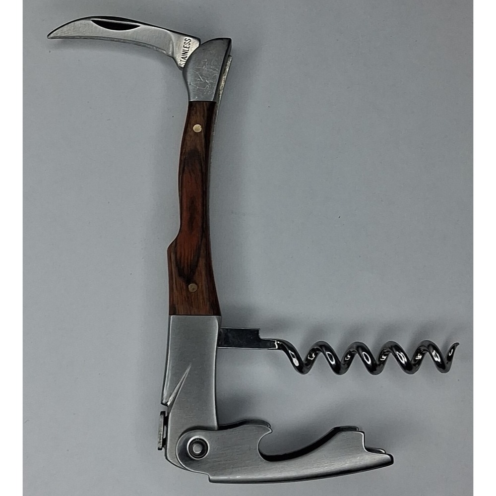Wood Inlay Handle Corkscrew  Wine Promotion Bartender, bottle opener, foil cut - Picture 4 of 6